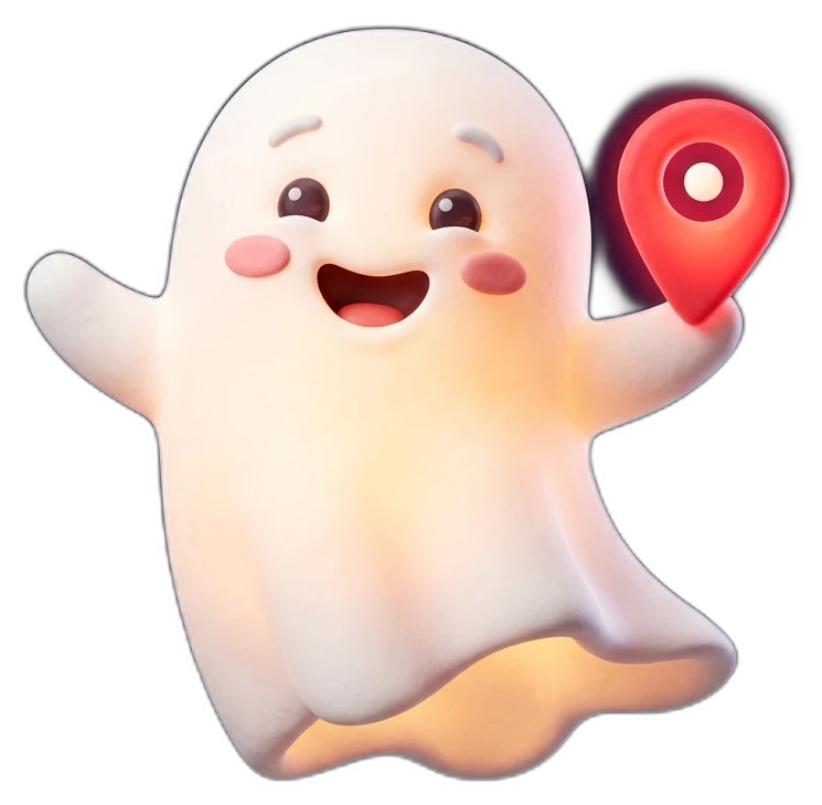 Fantasma con pin GPS mapa interactivo Dulce Halloween